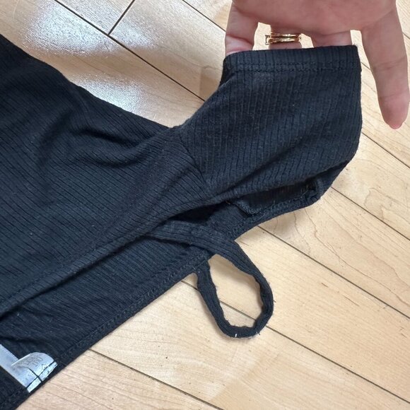 URBAN OUTFITTERS Out From Under Ribbed Off Shoulder Body Suit Black Size Small - Picture 4 of 7